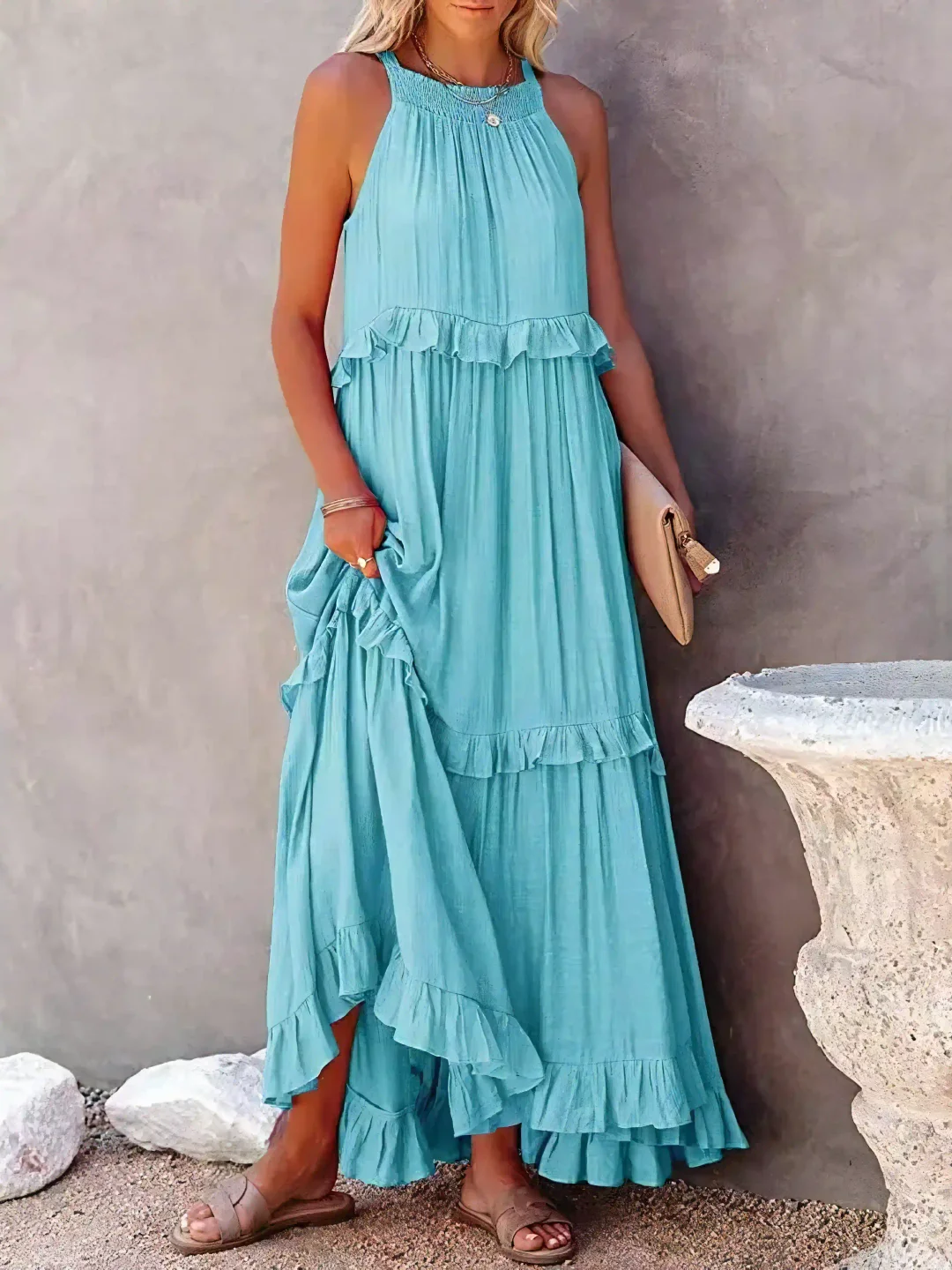 Ruffle-Breeze Maxi Dress