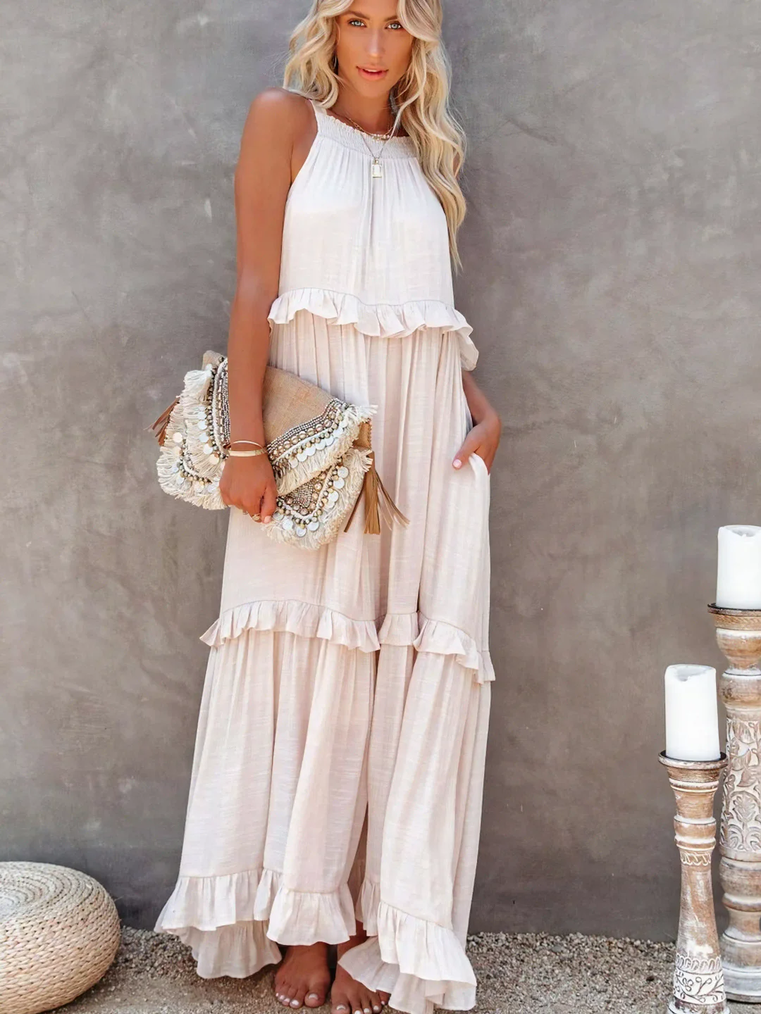 Ruffle-Breeze Maxi Dress