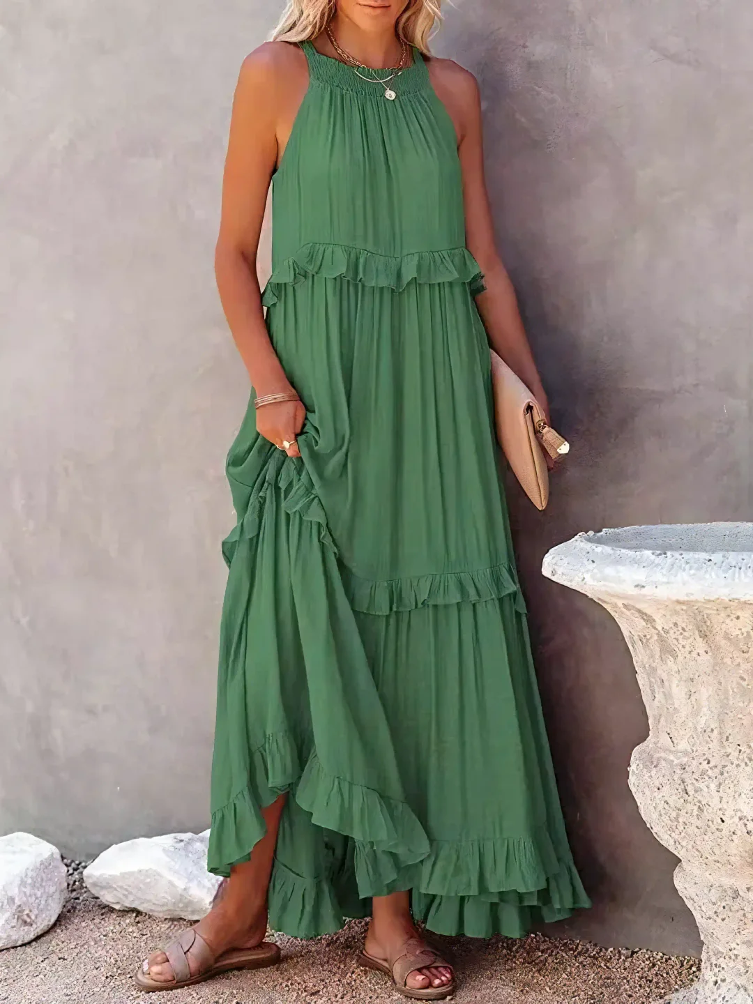 Ruffle-Breeze Maxi Dress