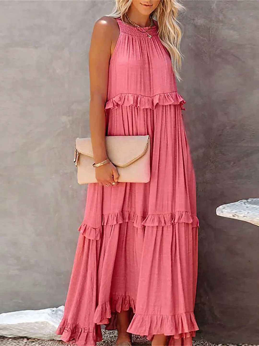Ruffle-Breeze Maxi Dress