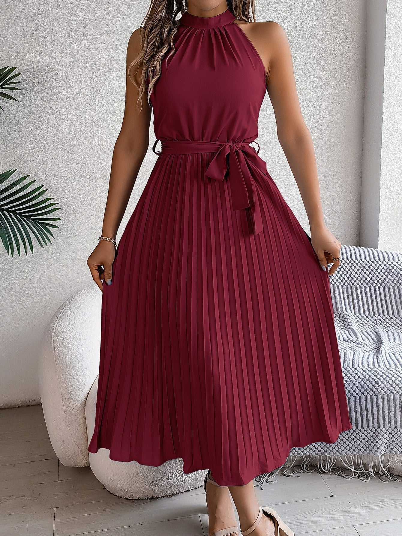 Maxi Abito Elegante Plissettato