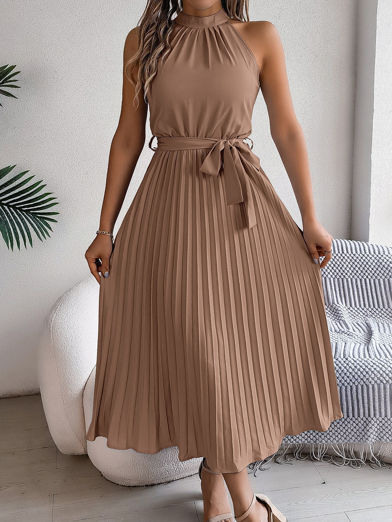 Maxi Abito Elegante Plissettato