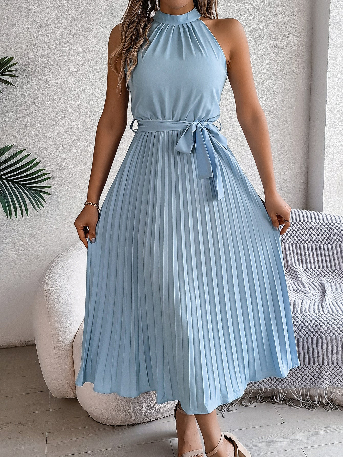 Maxi Abito Elegante Plissettato