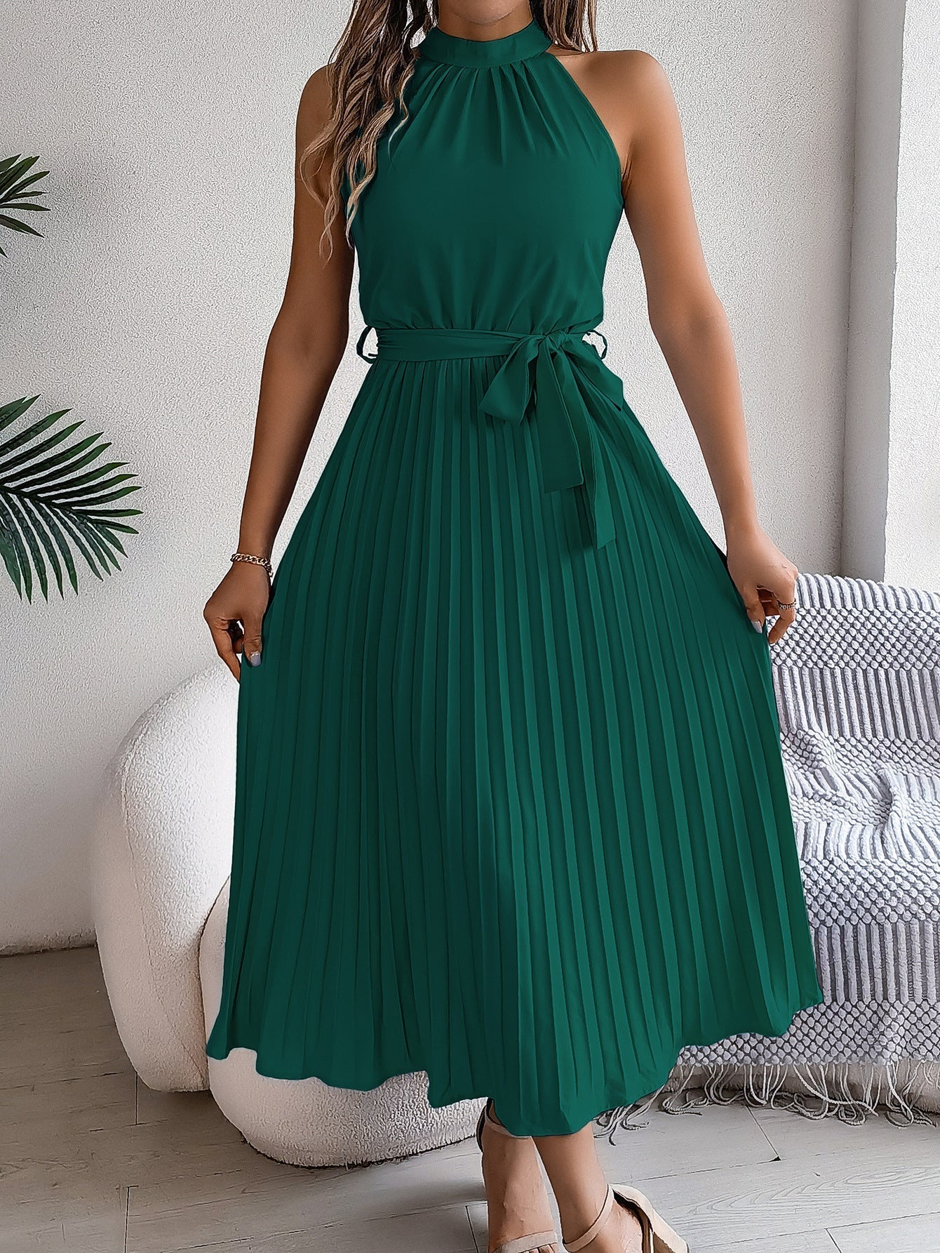 Maxi Abito Elegante Plissettato