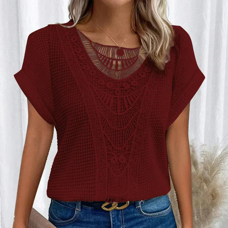 Lace-Accent Ibiza Blouse