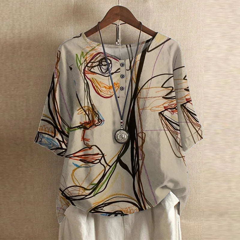 Blusa Floreale Vintage Traspirante