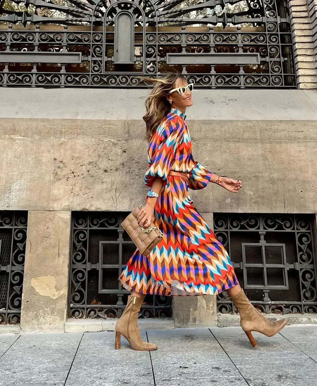 Elegant Geometric All-Day Dress