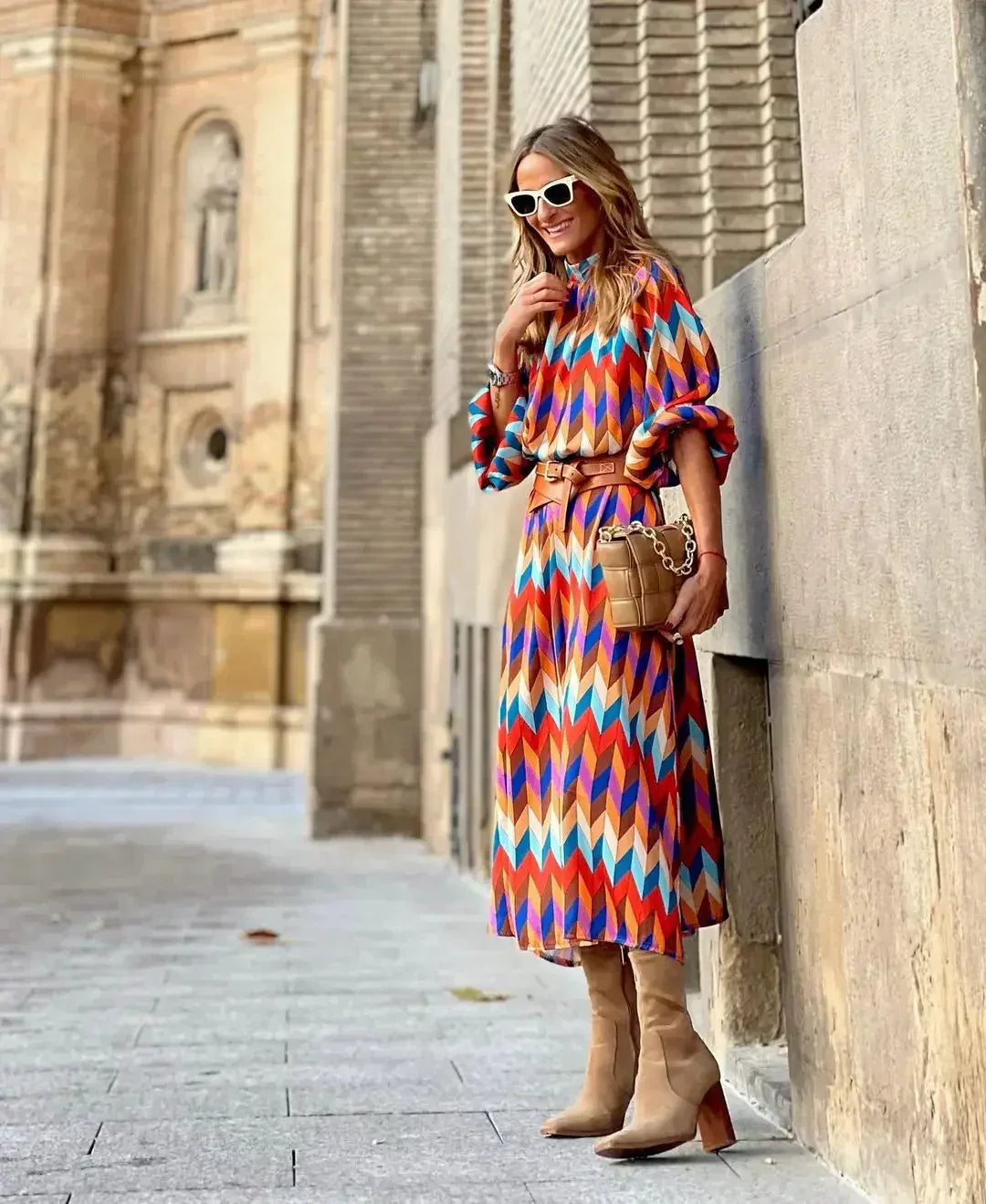 Elegant Geometric All-Day Dress
