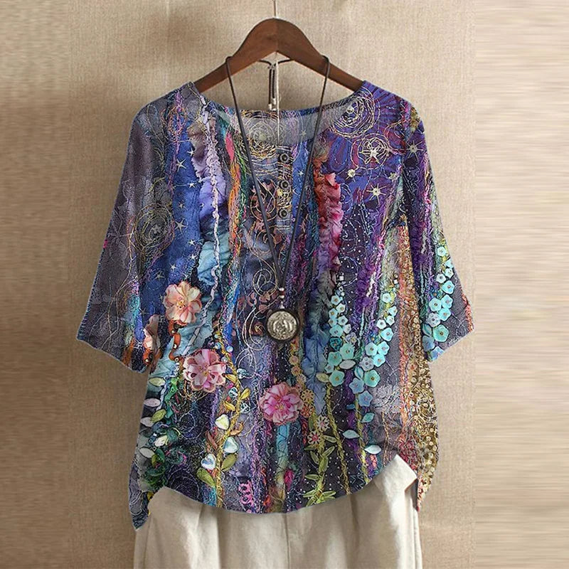 Blusa Floreale Vintage Traspirante