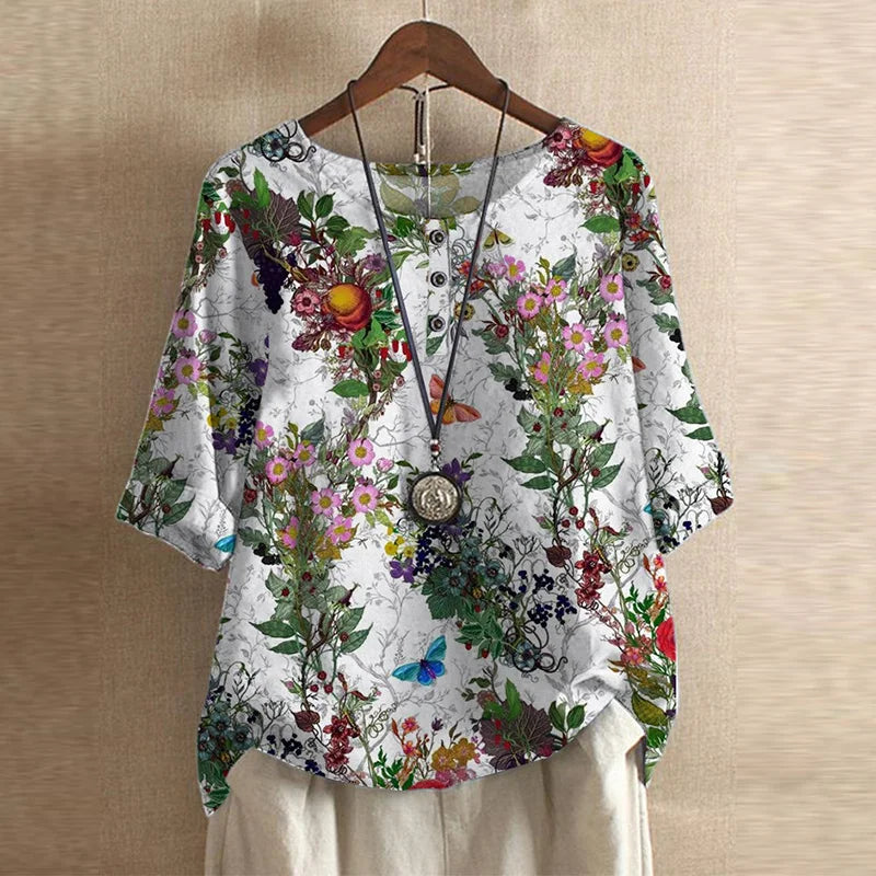 Blusa Floreale Vintage Traspirante