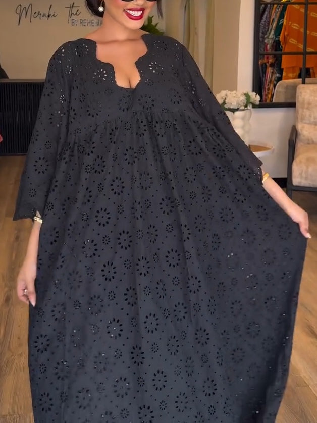 Abito Nero Elegante Hollow Chic