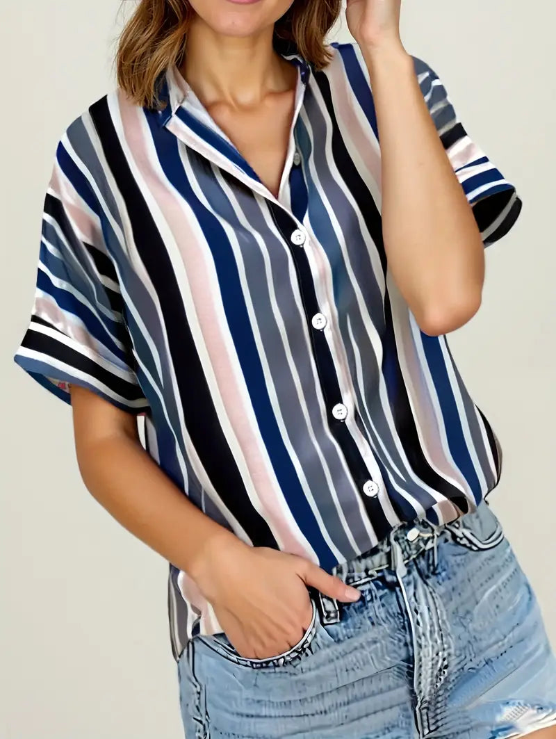 Blusa A Righe Anti-Piega