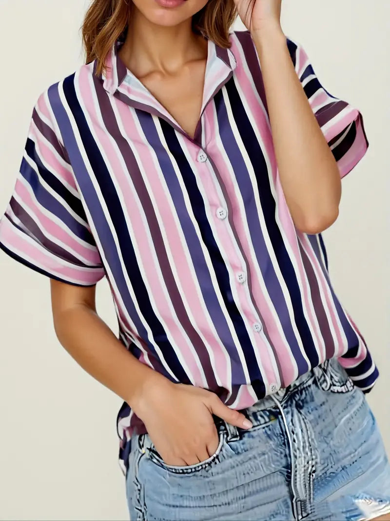 Blusa A Righe Anti-Piega