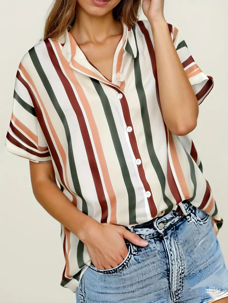 Blusa A Righe Anti-Piega