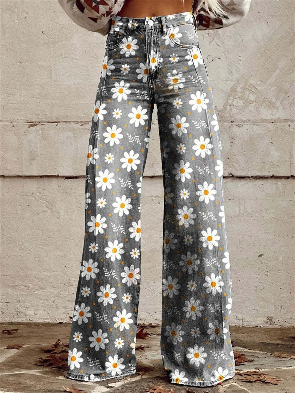 Pantaloni Floreali Vita Alta
