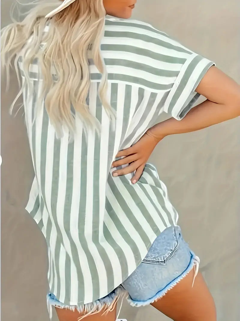 Blusa A Righe Anti-Piega