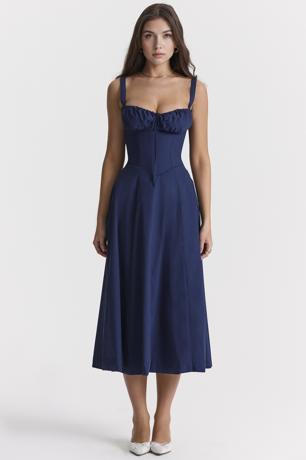 Lace-Up Midi Dress