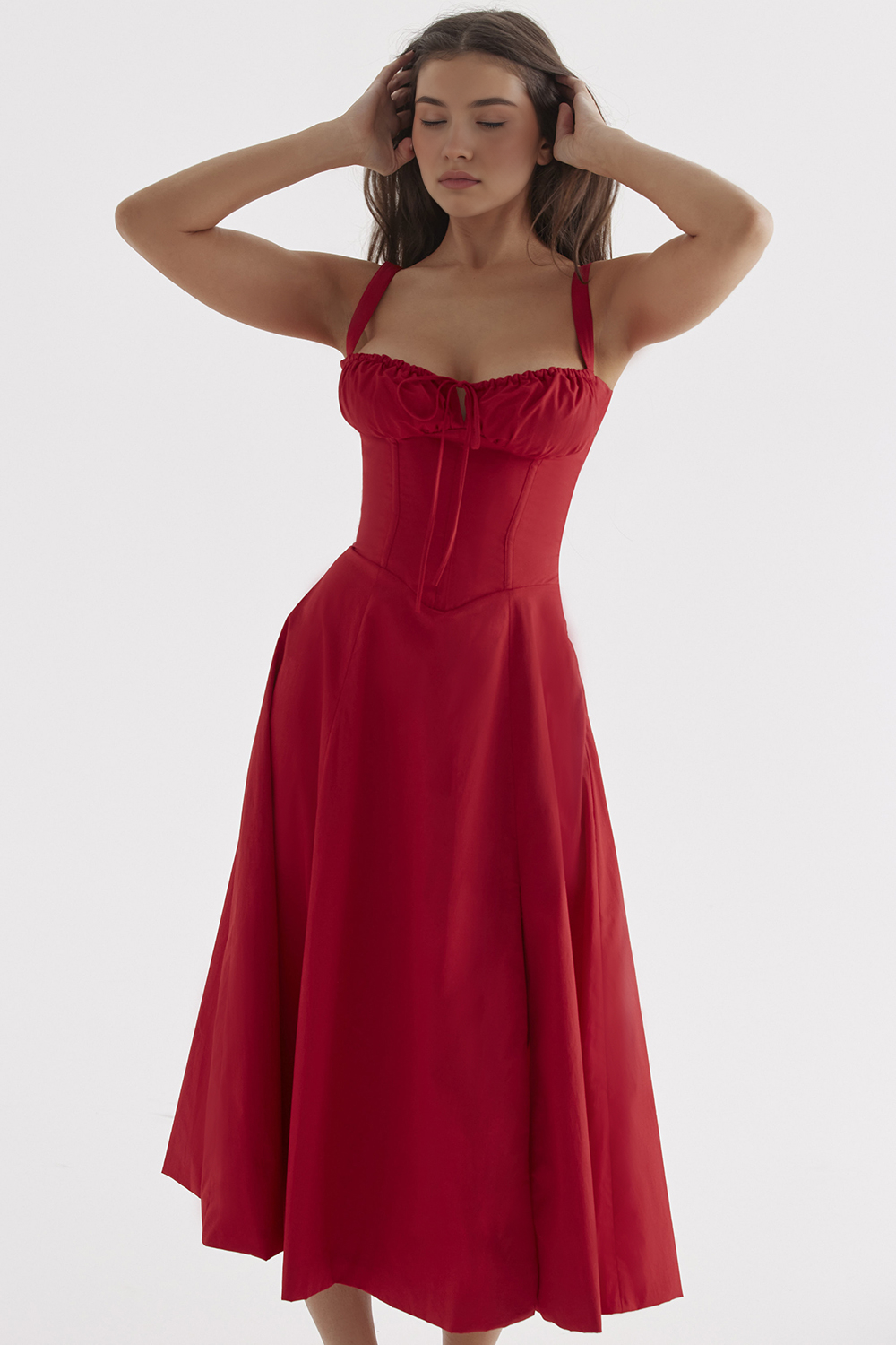 Lace-Up Midi Dress