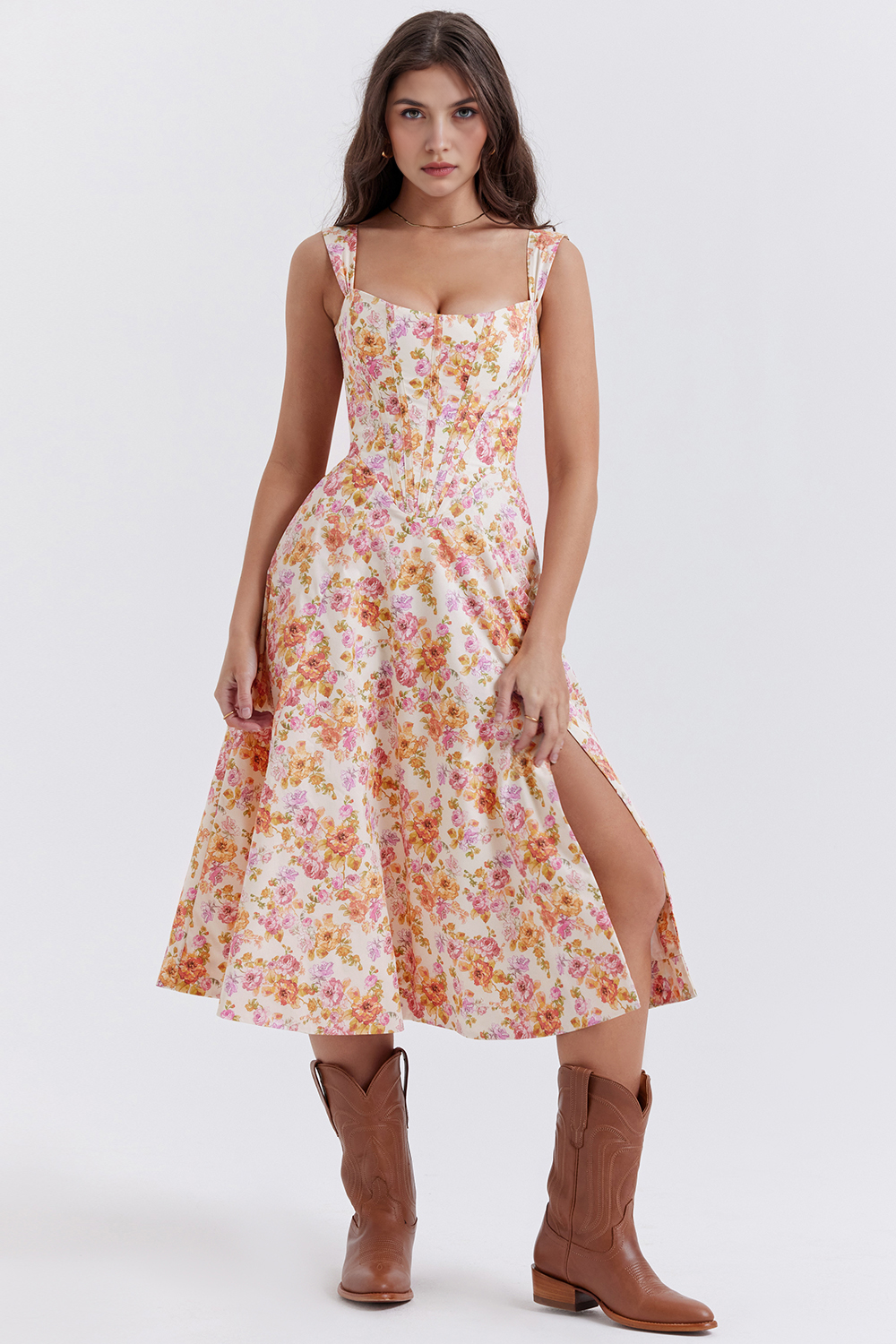 Floral Off-Shoulder Midi Dress