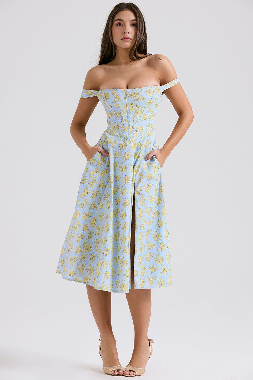 Floral Off-Shoulder Midi Dress