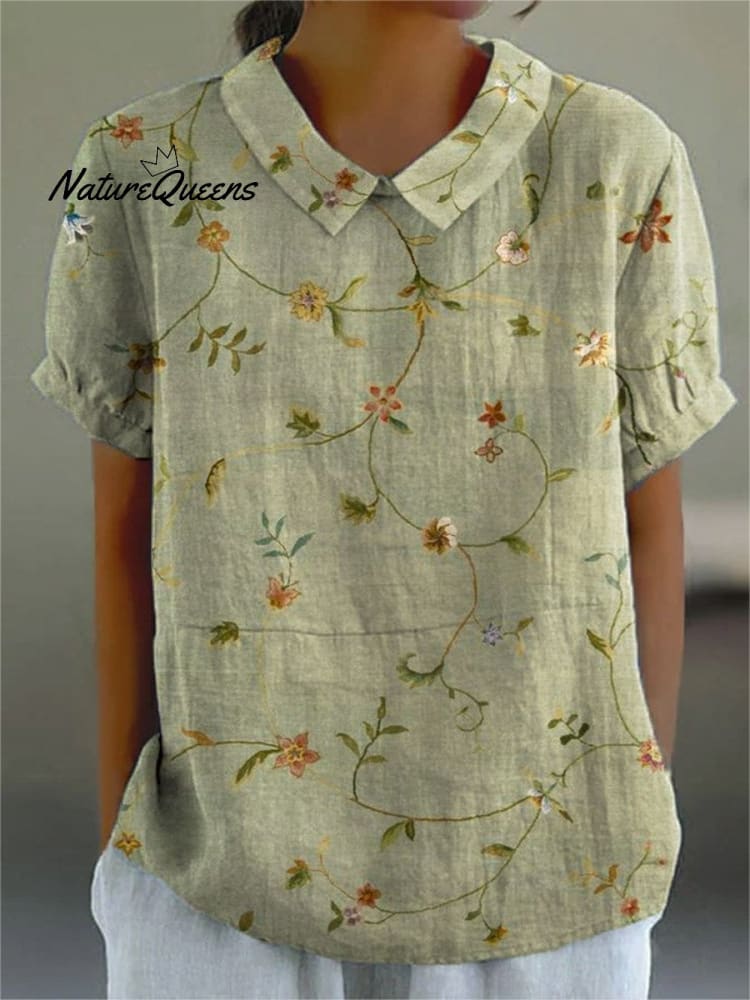 Gonna-Lino Retro-Floreale