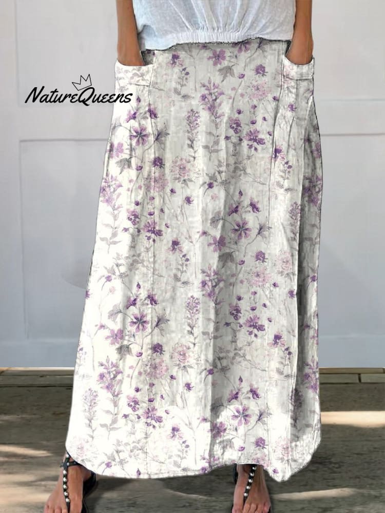 Vintage Floral Linen Dress