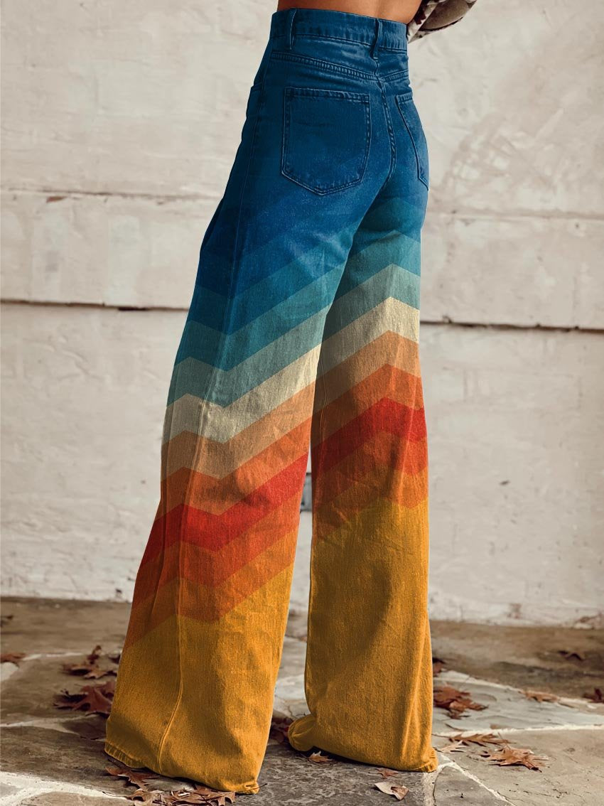 Pantaloni Eleganti Righe Colorate