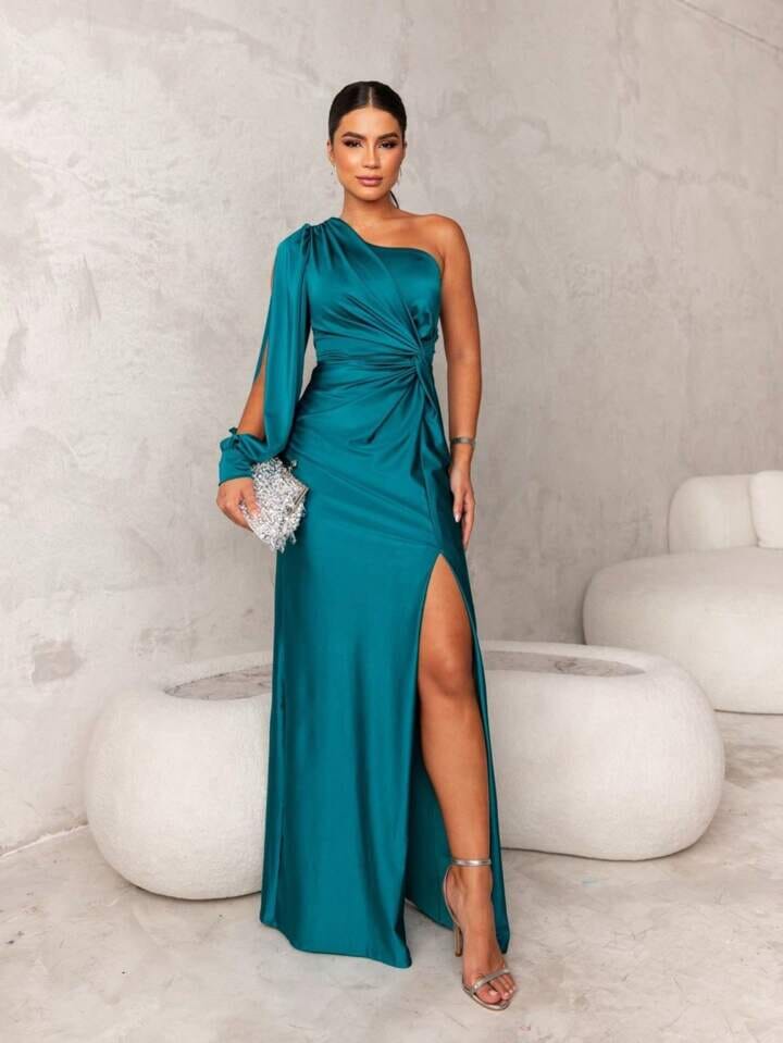 Abito Seta Elegante con Spacco