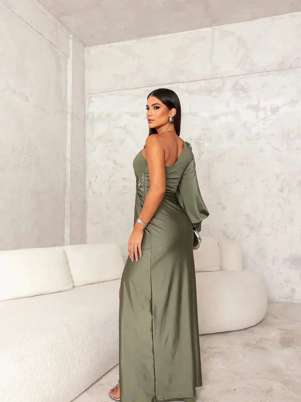 Abito Seta Elegante con Spacco