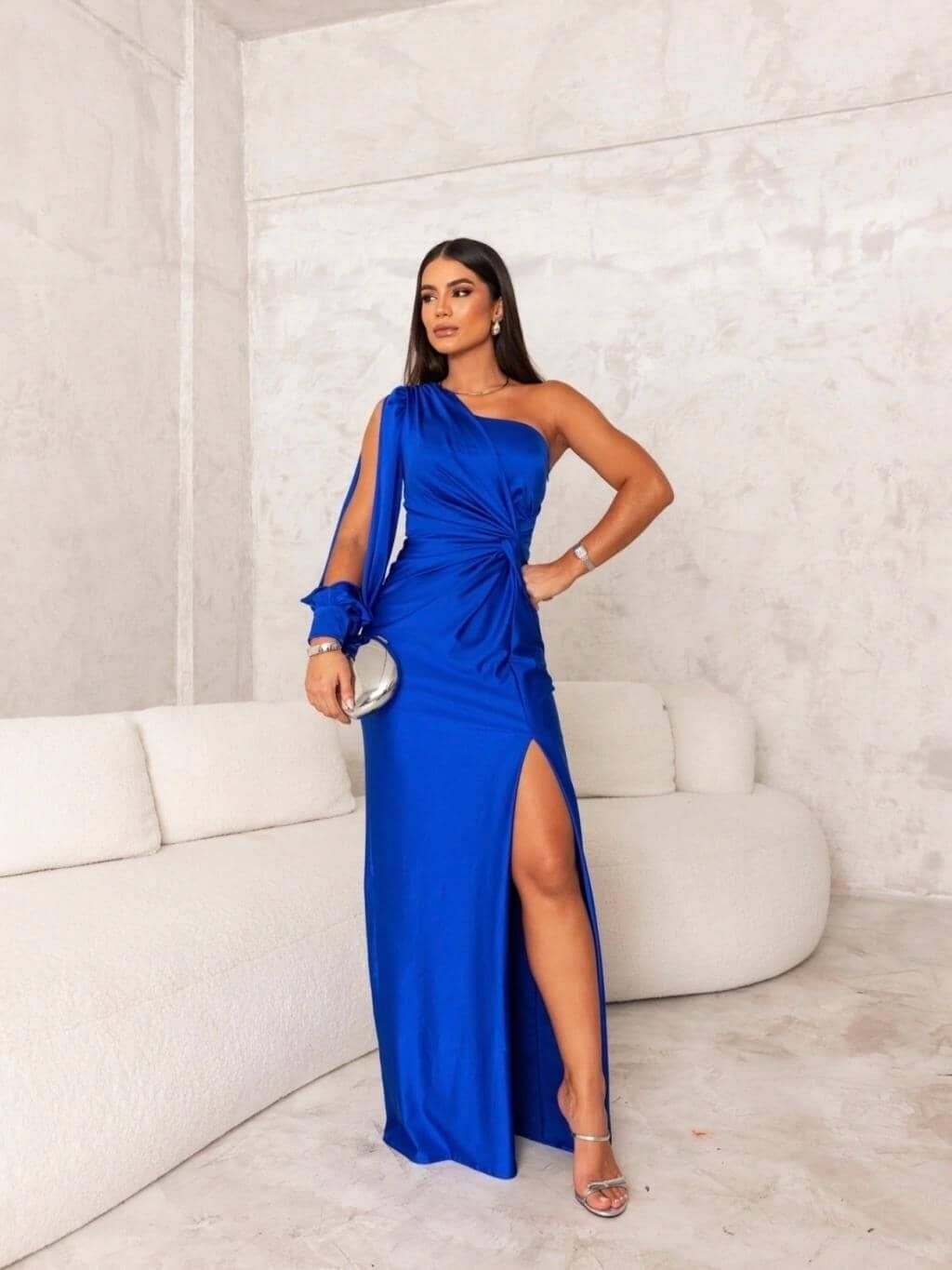 Abito Seta Elegante con Spacco