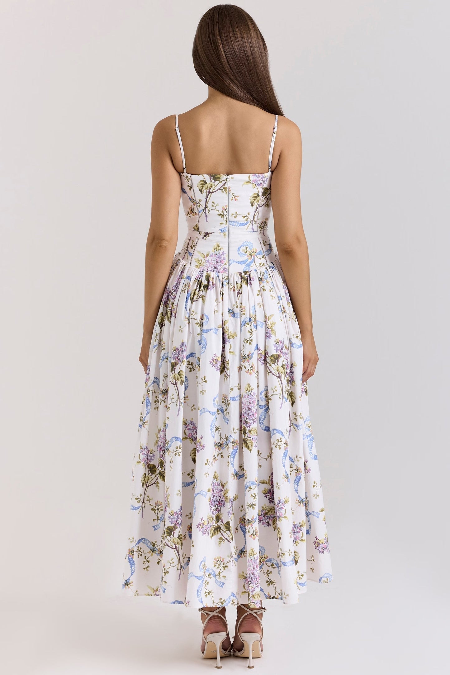 Abito Snellente Floreale Midi