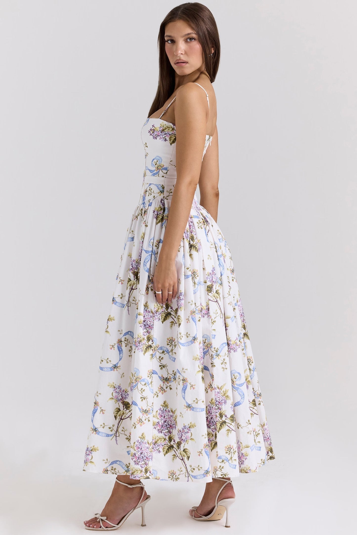 Abito Snellente Floreale Midi