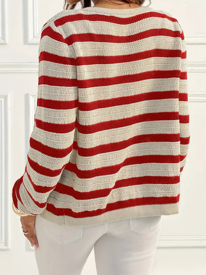 Cardigan A Righe Leggero-Caldo