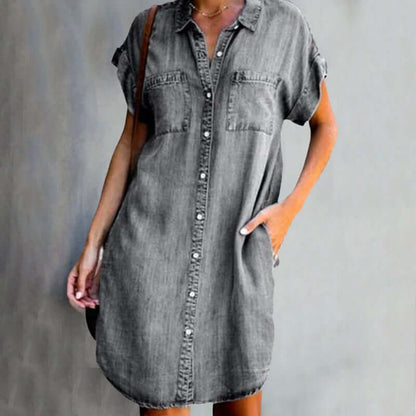 Elegant Flattering Denim Tummy Dress