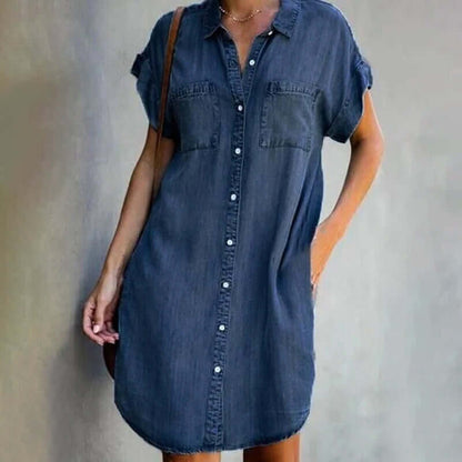 Elegant Flattering Denim Tummy Dress