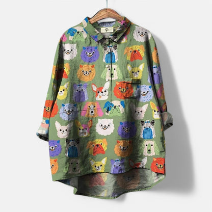 Dog-Print Comfort Blouse