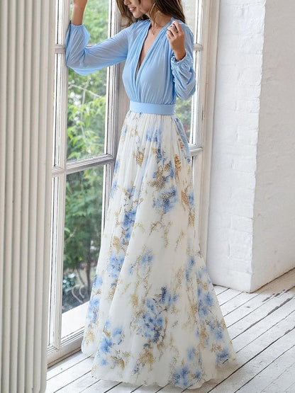 Floral-Elegance V-Neck Dress