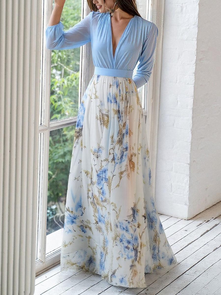 Floral-Elegance V-Neck Dress