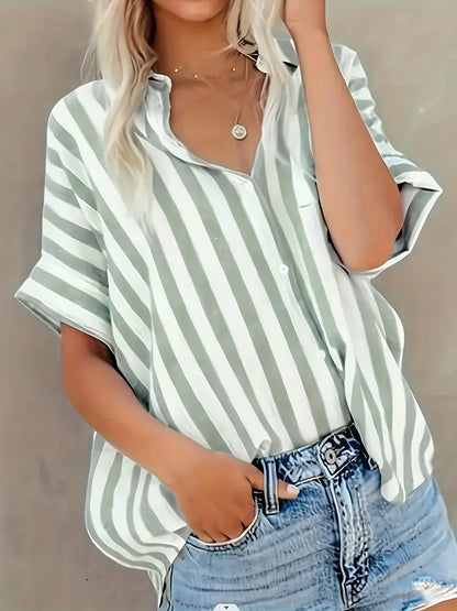 Blusa A Righe Anti-Piega
