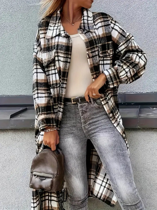 Giacca Lunga Tartan Calda-Morbida