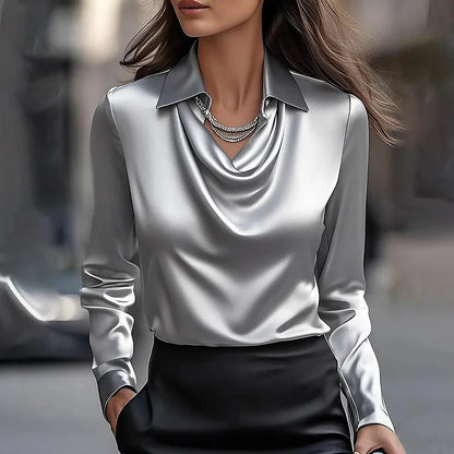 Satin Elegance V-Neck Blouse