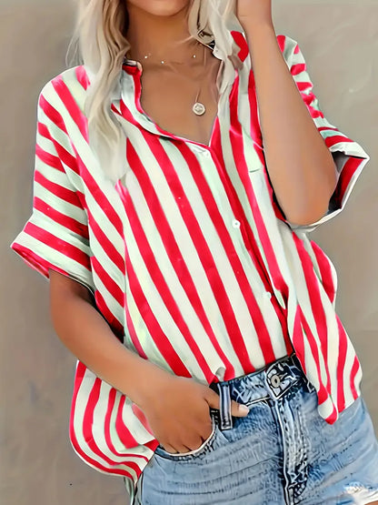 Blusa A Righe Anti-Piega