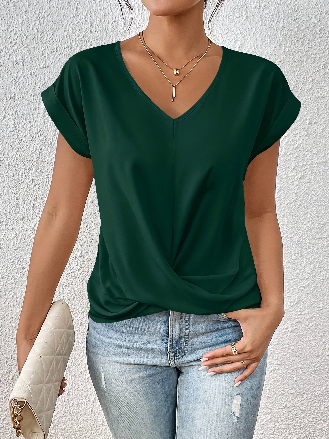 Eleganza-Knot V-Neck Top