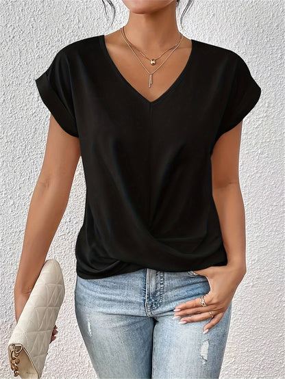 Eleganza-Knot V-Neck Top