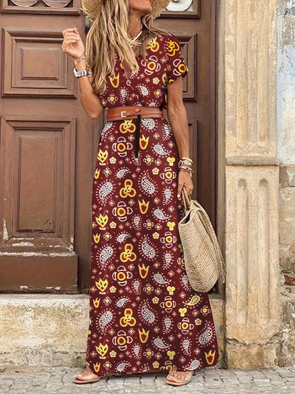 Elegante Abito-Floreale Maxilungo