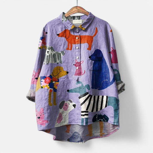Dog-Print Comfort Blouse
