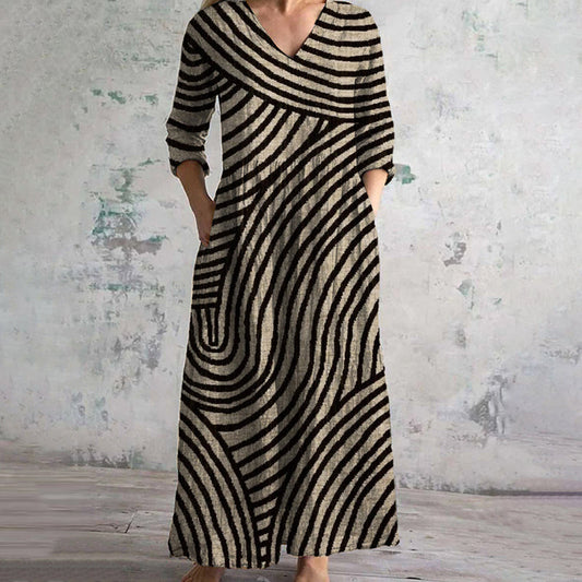 Abito-Righe Vintage Confortevole