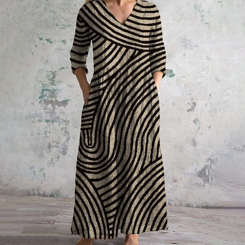 Abito-Righe Vintage Confortevole