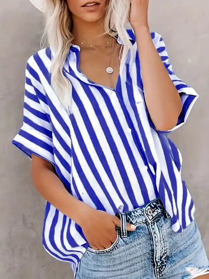 Blusa A Righe Anti-Piega