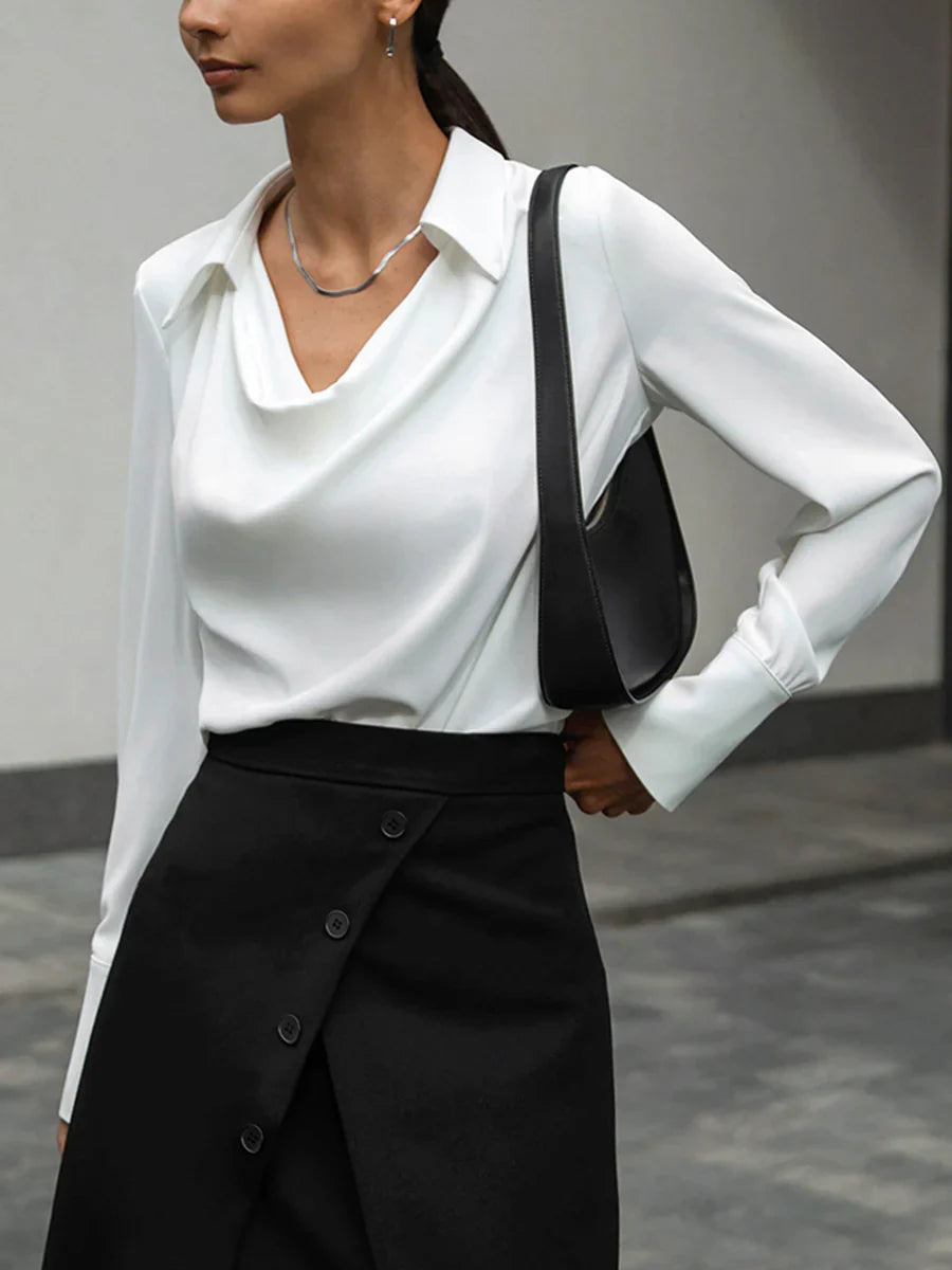 Blusa V-Neck Pieghe di Stile